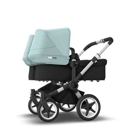 Bugaboo Donkey 3 Twin seat and bassinet stroller vapor blue sun canopy, black fabrics, aluminium base - view 2