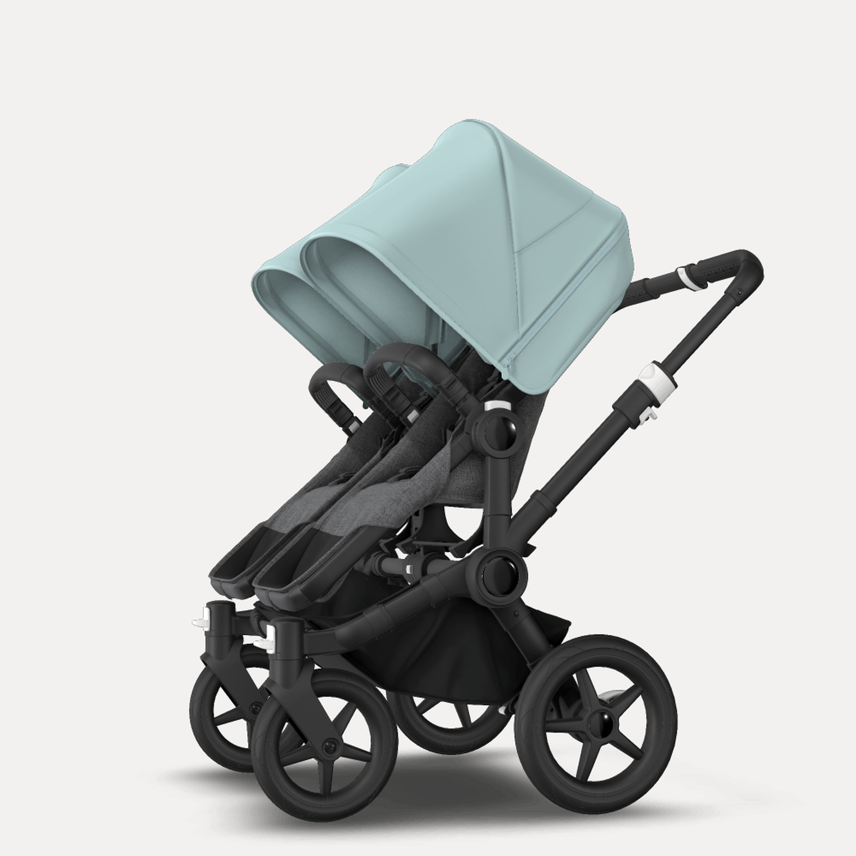 Bugaboo Donkey 3 Twin seat and carrycot pushchair vapor blue sun canopy, grey melange fabrics, black base - Main Modal Image Slide 6 of 9