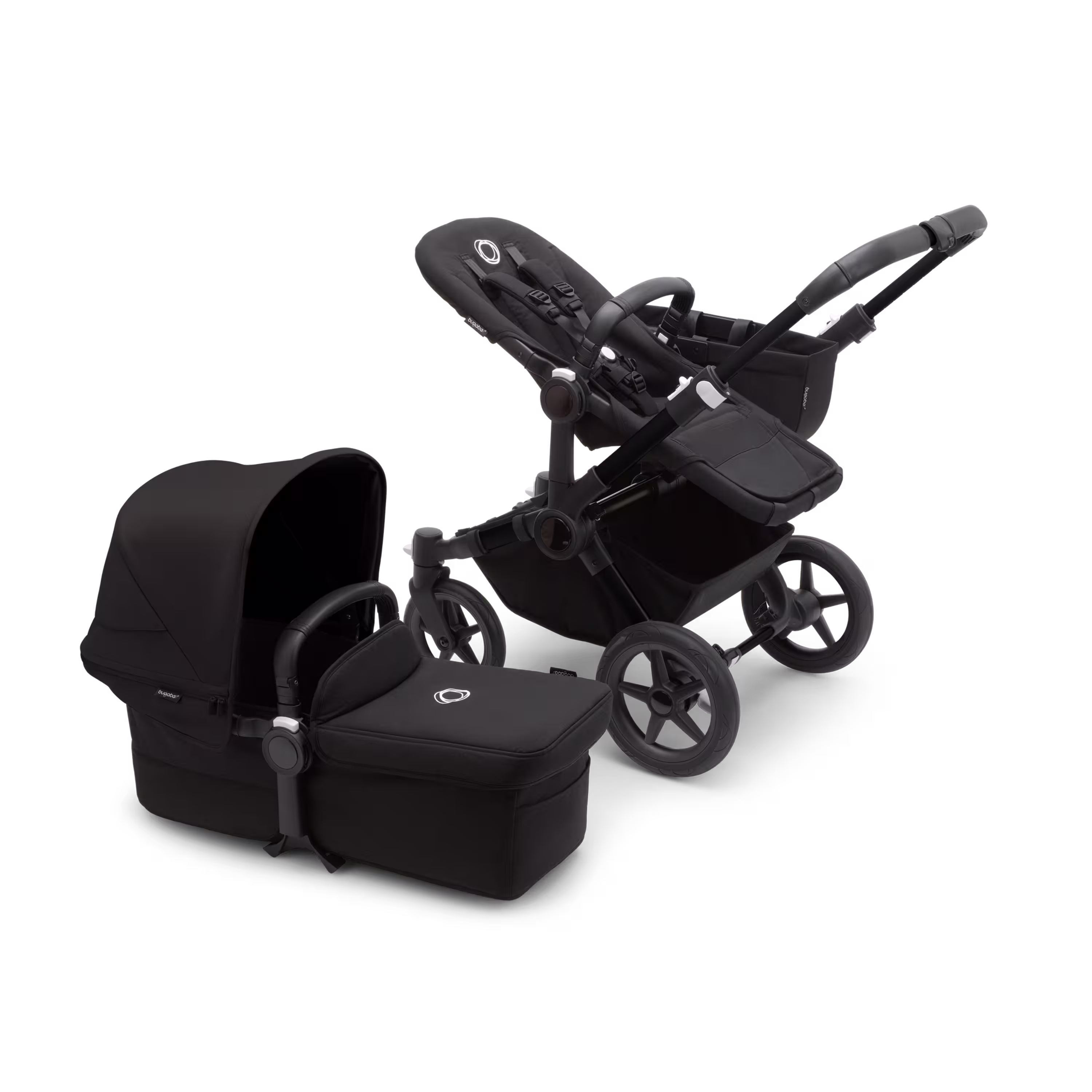 PP Bugaboo Donkey 5 Mono bassinet and seat stroller black base, midnight black fabrics, midnight black sun canopy - Main Modal Image Slide 3 of 7