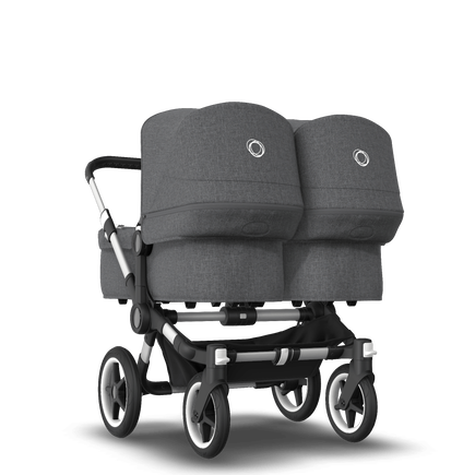 Bugaboo Donkey 3 Twin seat and carrycot pushchair grey melange sun canopy, grey melange fabrics, aluminium base - view 1