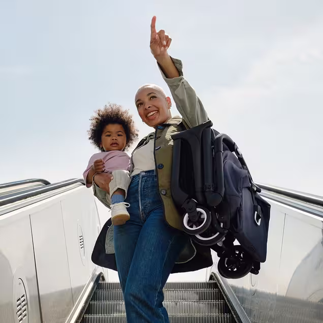 Bugaboo Butterfly travel stroller black base, desert taupe fabrics, desert taupe sun canopy - Main Image Slide 9 of 13