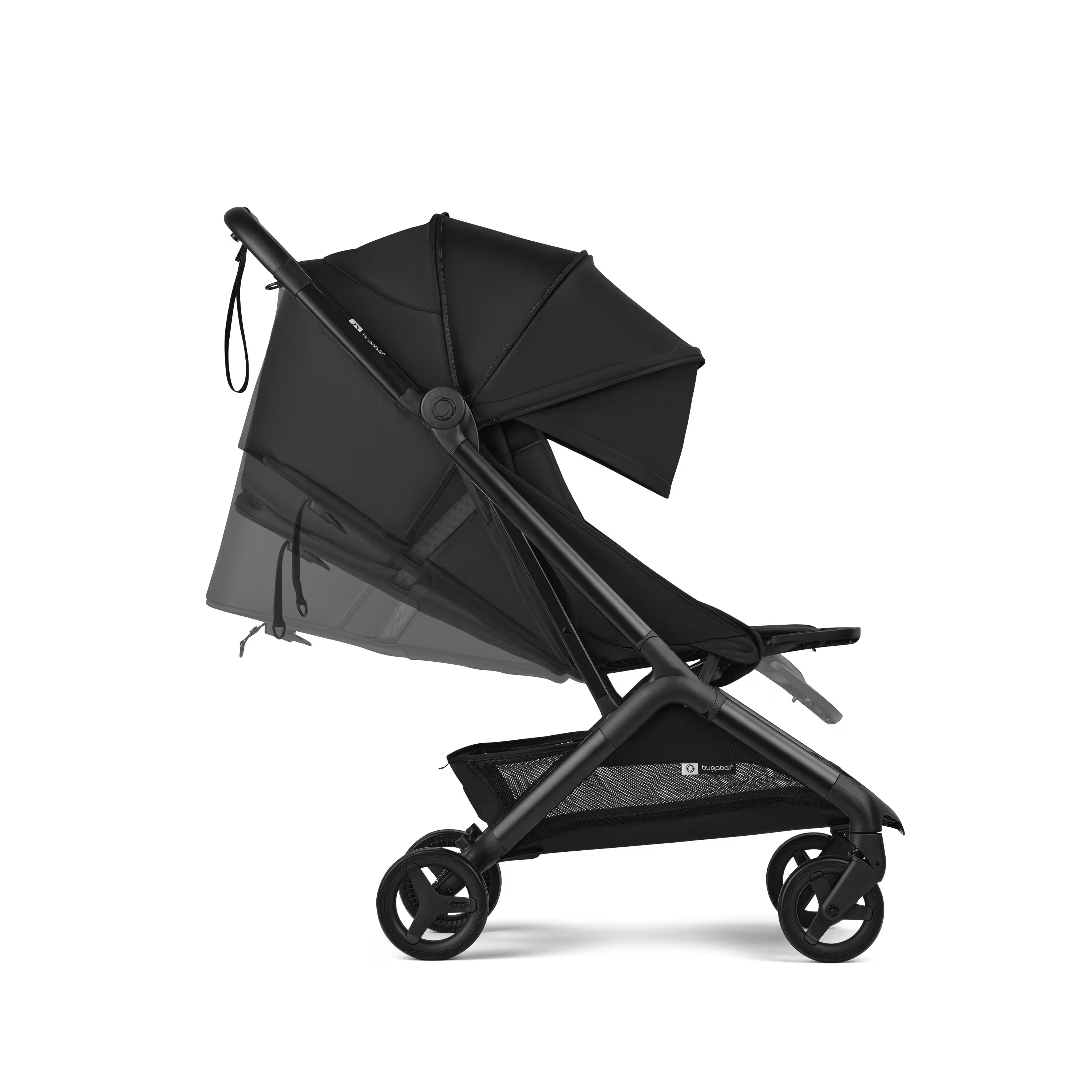 Bugaboo Butterfly 2 Plus travel pram black base, dusty pink fabrics, dusty pink sun canopy - Main Modal Image Slide 9 of 11