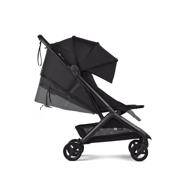 Bugaboo Butterfly 2 Plus travel pram black base, dusty pink fabrics, dusty pink sun canopy - Main Image Slide 9 of 11