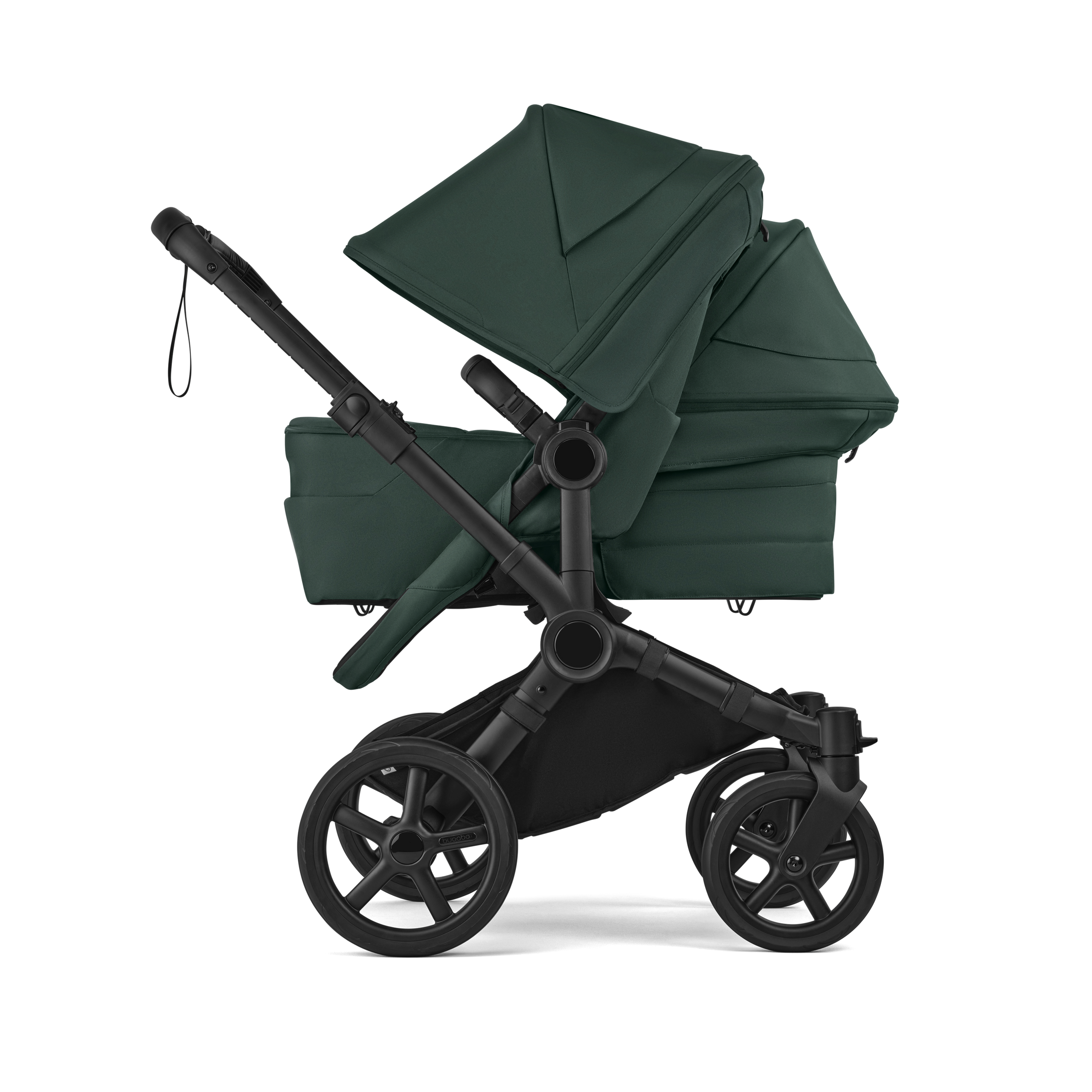 Bugaboo Donkey 6 double pram black base, fern green fabrics, fern green sun canopy - Thumbnail Slide 3 of 10