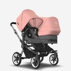 Bugaboo Donkey 5 Duo double stroller graphite base, grey mélange fabrics, morning pink sun canopy