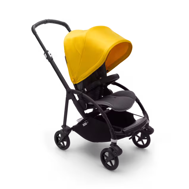 Bugaboo Bee 6 bassinet and seat stroller lemon yellow sun canopy, grey mélange fabrics, black base - Main Image Slide 2 of 3