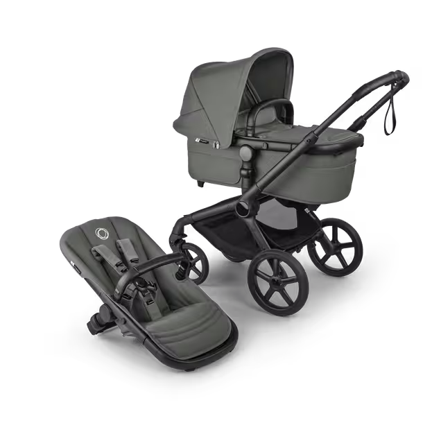 Bugaboo Fox 5 Renew 2-in-1 pram black base, forest green fabrics, forest green sun canopy - Main Image Slide 1 of 13