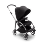 Bugaboo Bee 6 seat stroller black sun canopy, black fabrics, aluminium base