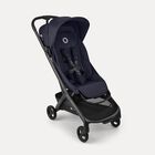 Bugaboo Butterfly 2 Plus travel pram black base, deep indigo fabrics, deep indigo sun canopy