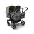 Bugaboo Donkey 5 twin stroller graphite base, grey mélange fabrics, forest green sun canopy - Thumbnail Slide 1 of 12