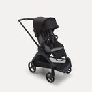 Poussette Bugaboo Dragonfly avec siège, châssis noir, housse gris chiné et capote nuit noire.