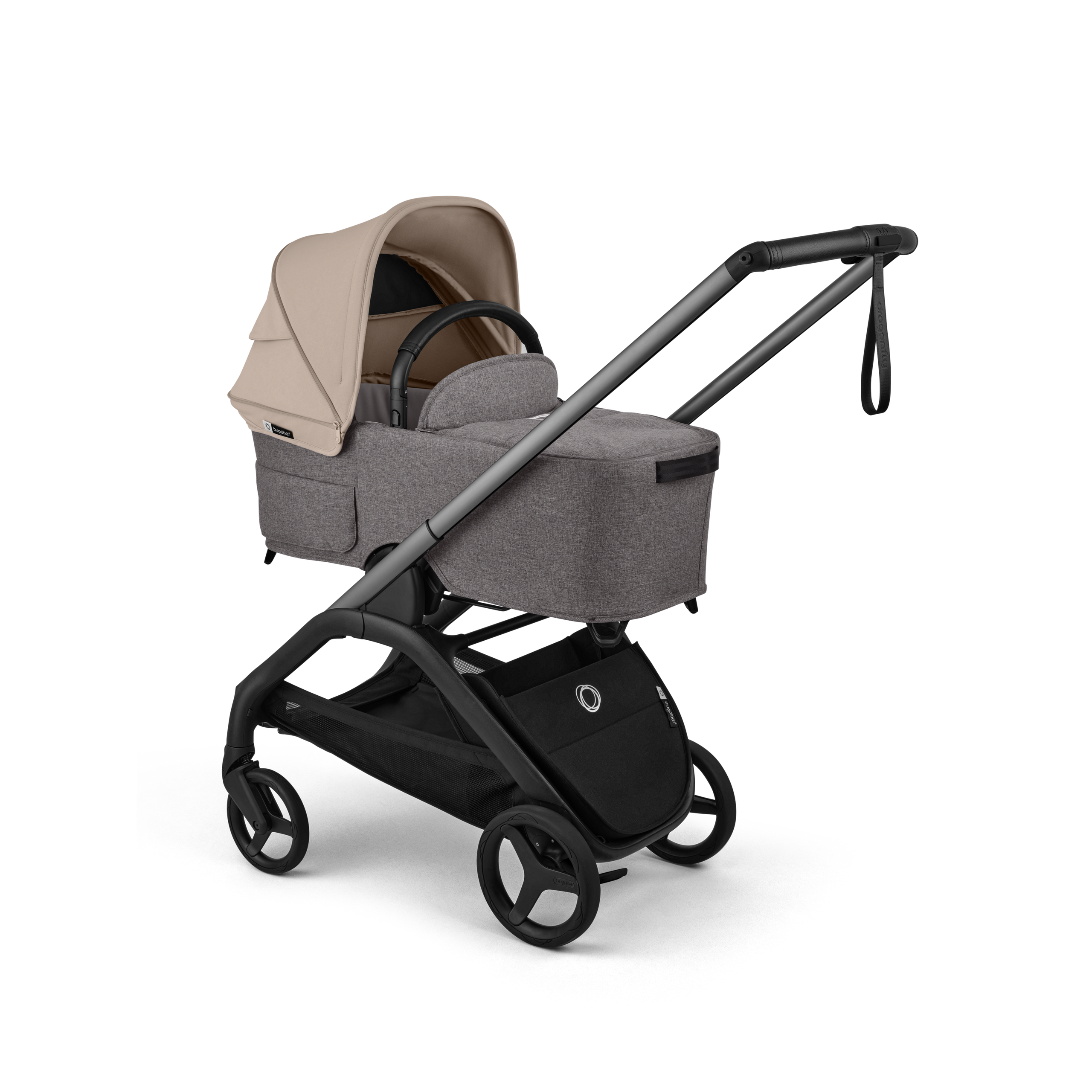 Bugaboo Dragonfly Plus 2-in-1 stroller graphite base, grey melange fabrics, desert taupe sun canopy - Thumbnail Slide 2 of 11