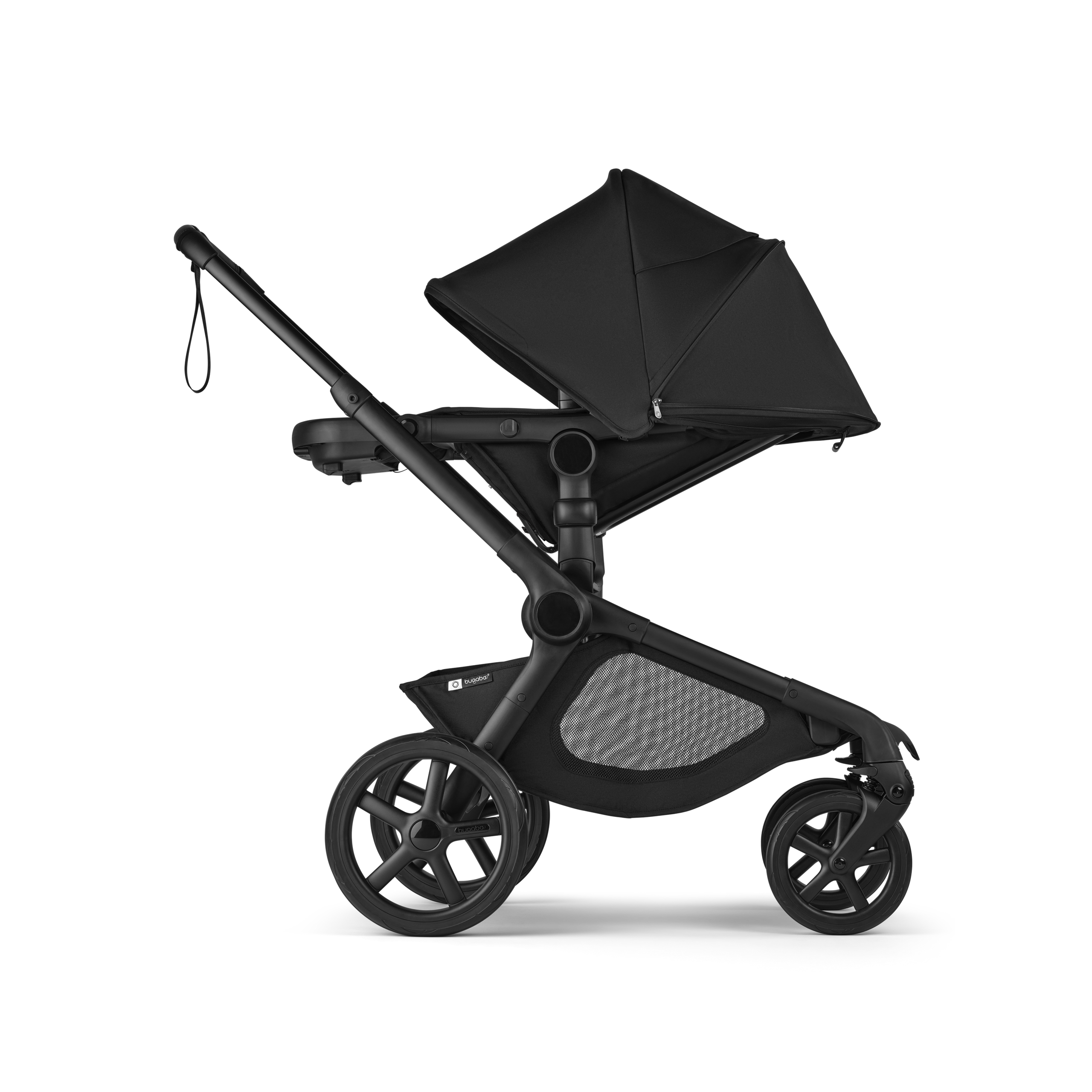 Bugaboo Kangaroo seat-only stroller black base, midnight black fabrics, midnight black sun canopy - Thumbnail Slide 3 of 11