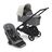 Passeggino con seduta e navicella Bugaboo Dragonfly con telaio black, tessuti grey melange e cappottina misty white. - Thumbnail Slide 1 of 16