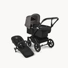 PP Bugaboo Donkey 5 Mono bassinet and seat stroller black base, midnight black fabrics, grey mélange sun canopy