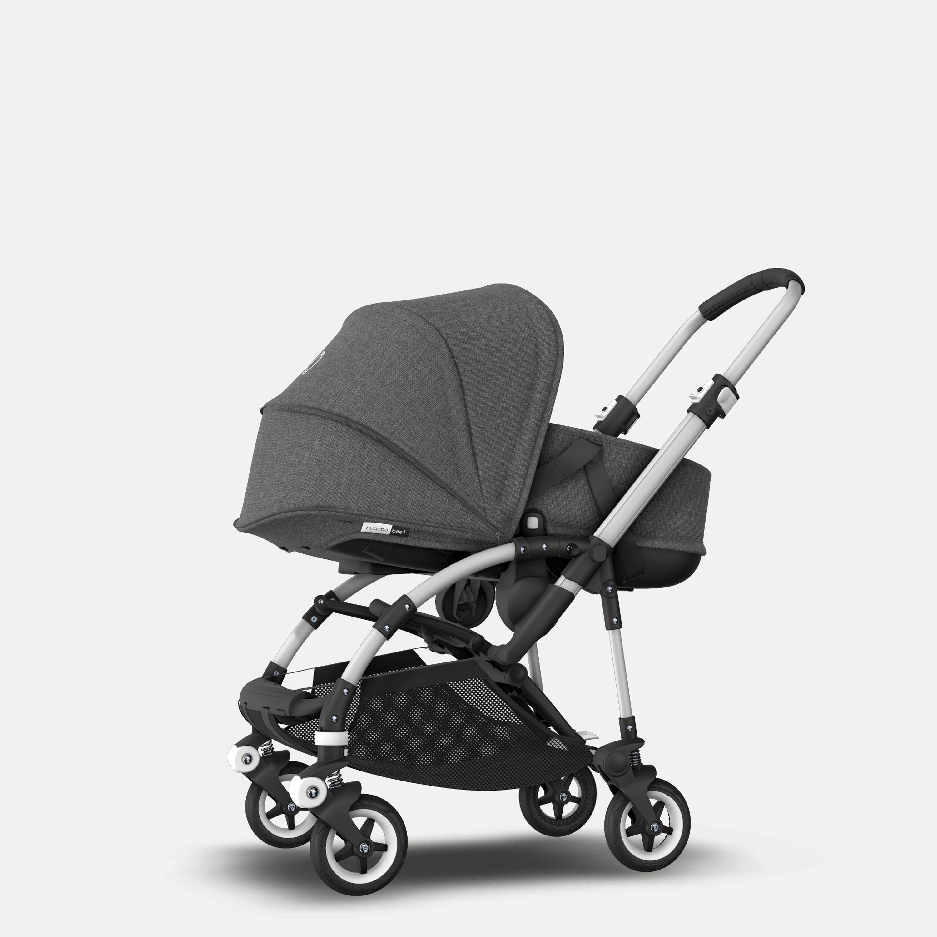 Bugaboo Bee 5 travel system grey melange sun canopy, grey melange fabrics, aluminium base - Main Modal Image Slide 3 of 18