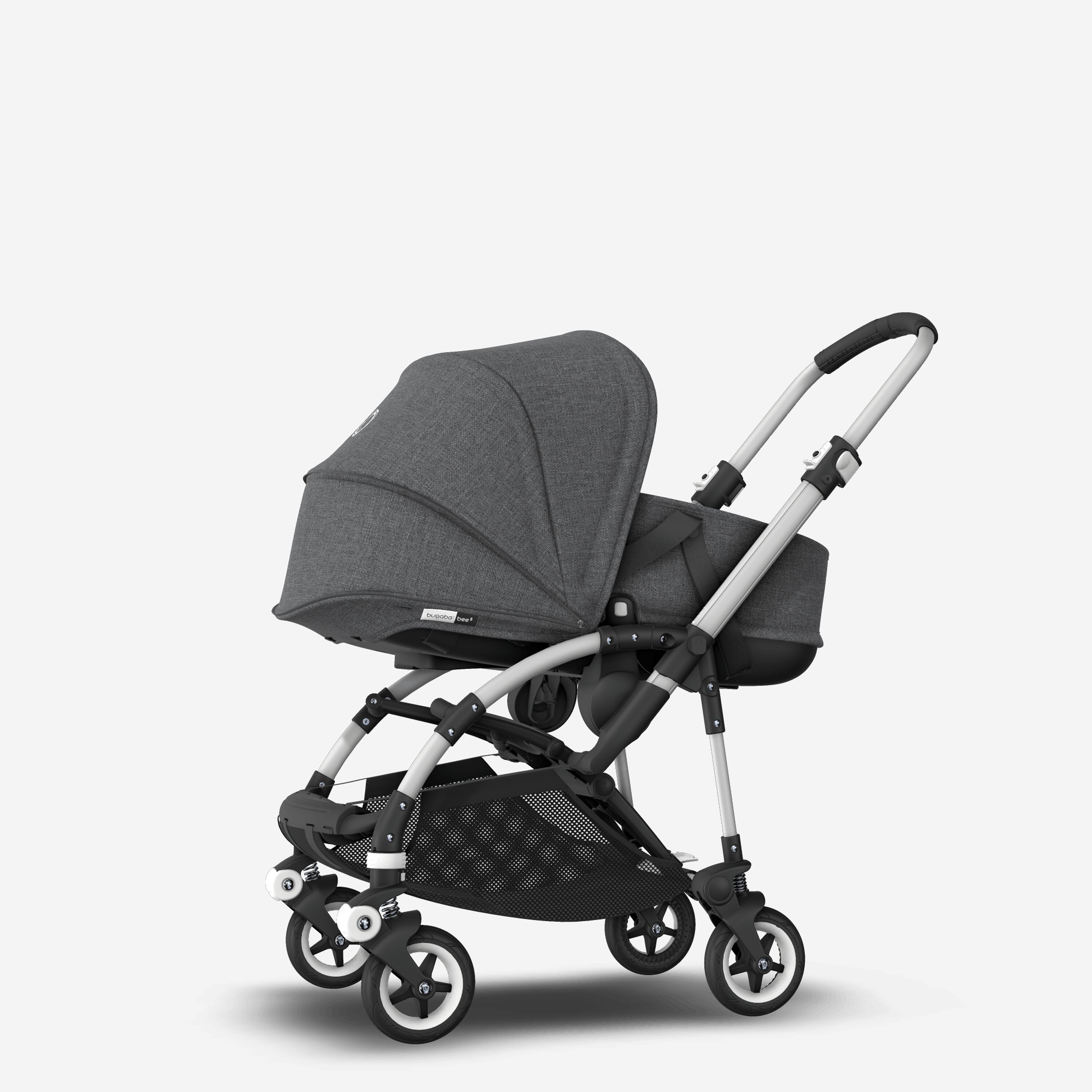 Bugaboo Bee 5 travel system grey melange sun canopy, grey melange fabrics, aluminium base - Main Modal Image Slide 3 of 18