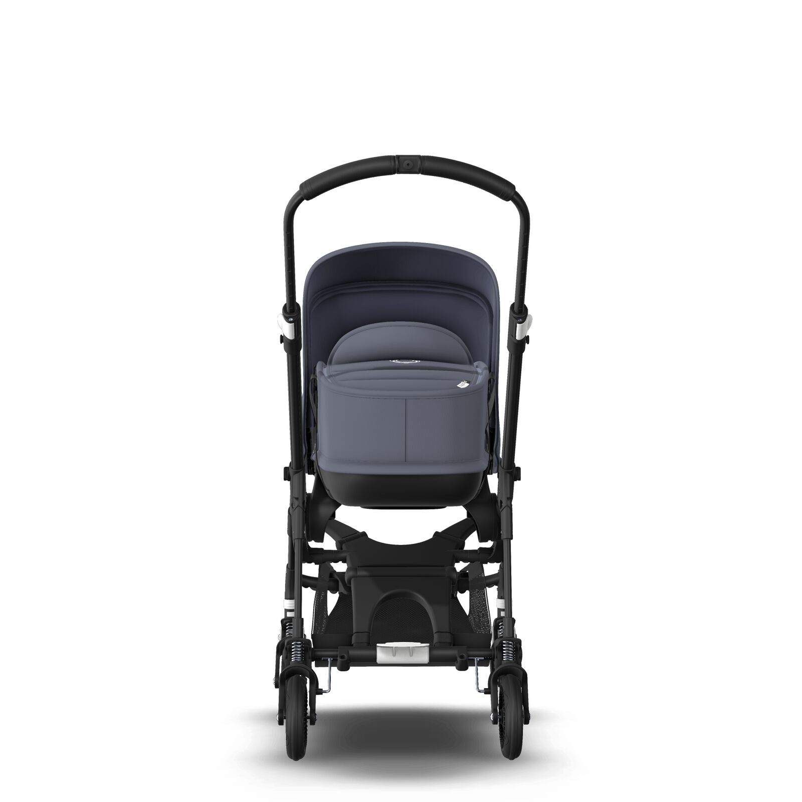 Bugaboo Bee 5 seat and bassinet stroller steel blue sun canopy, steel blue fabrics, black base