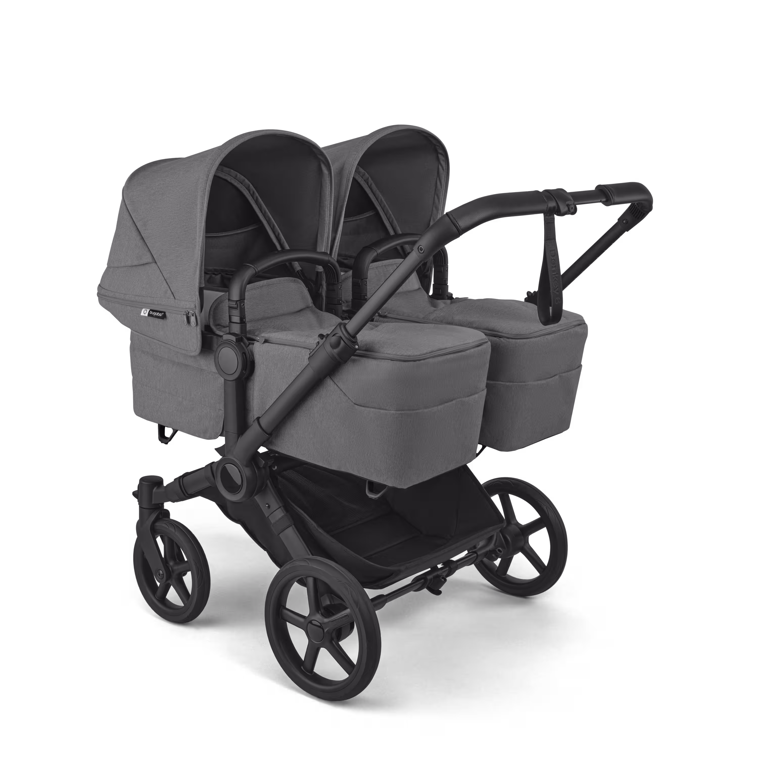 Bugaboo Donkey 6 twin stroller black base, moon grey fabrics, moon grey sun canopy - Main Modal Image Slide 1 of 8