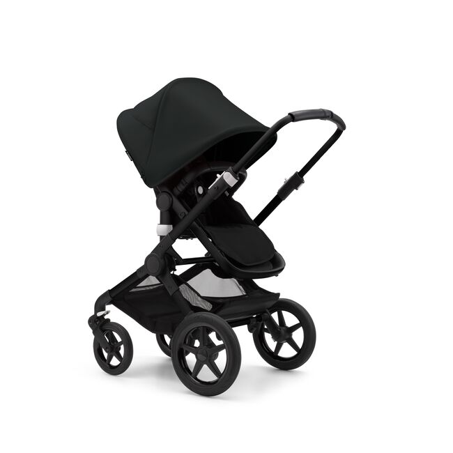 Bugaboo Fox 3 seat stroller with black frame, black fabrics, and black sun canopy. - Main Image Slide 7 of 7