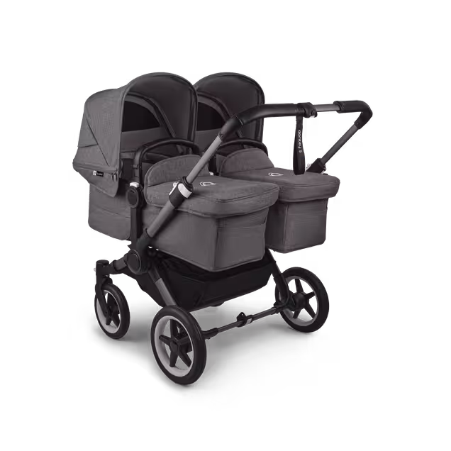 Bugaboo Donkey 5 twin stroller graphite base, grey mélange fabrics, grey mélange sun canopy - Main Image Slide 1 of 12