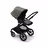 Bugaboo Fox 3 seat stroller with black frame, black fabrics, and forest green sun canopy. - Thumbnail Slide 6 of 7