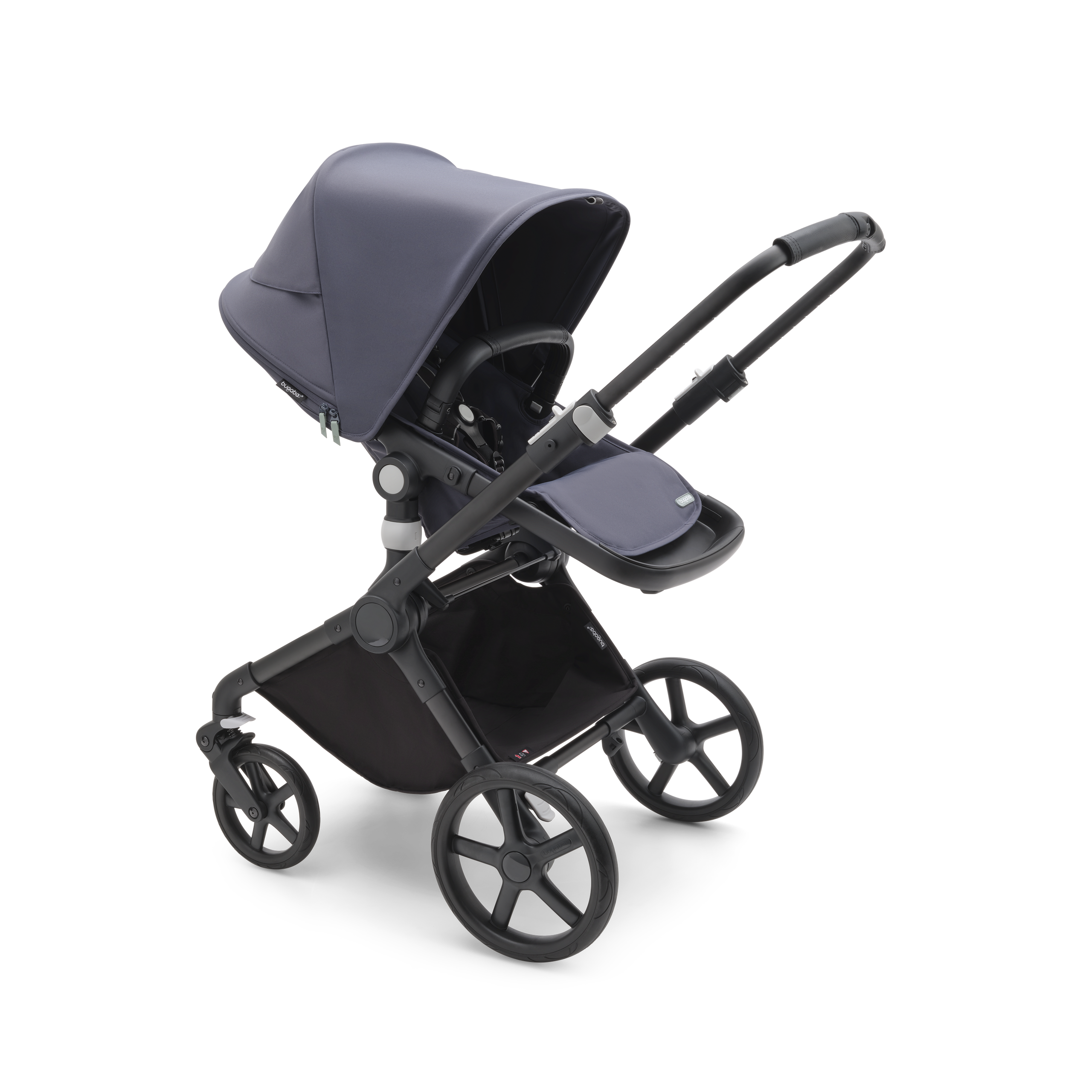 Bugaboo Fox Cub 2-in-1 stroller black base, stormy blue fabrics, stormy blue sun canopy - Thumbnail Slide 2 of 12
