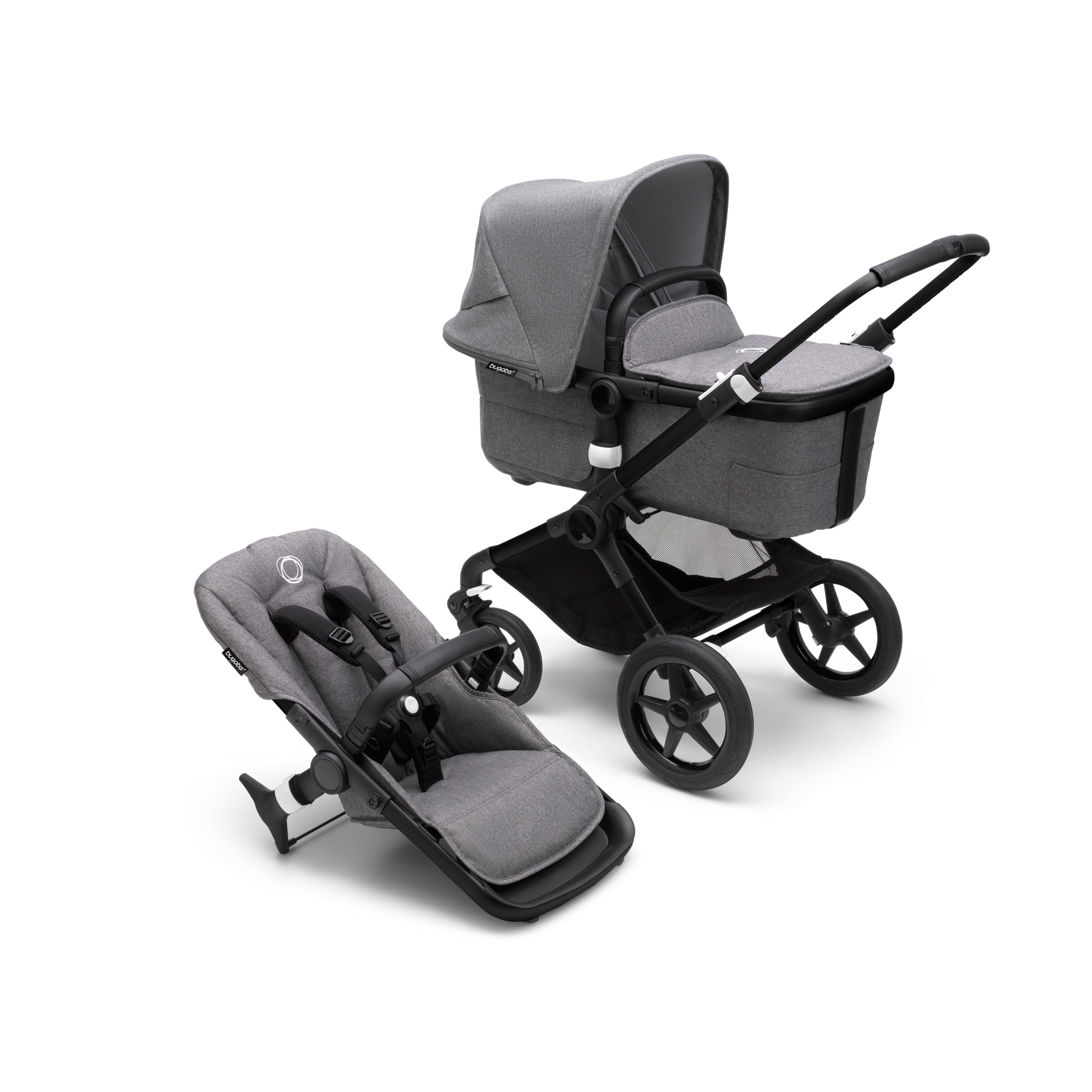 Refurbished Bugaboo Fox 3 complete BLACK/GREY MELANGE-GREY MELANGE - Thumbnail Slide 1 of 5