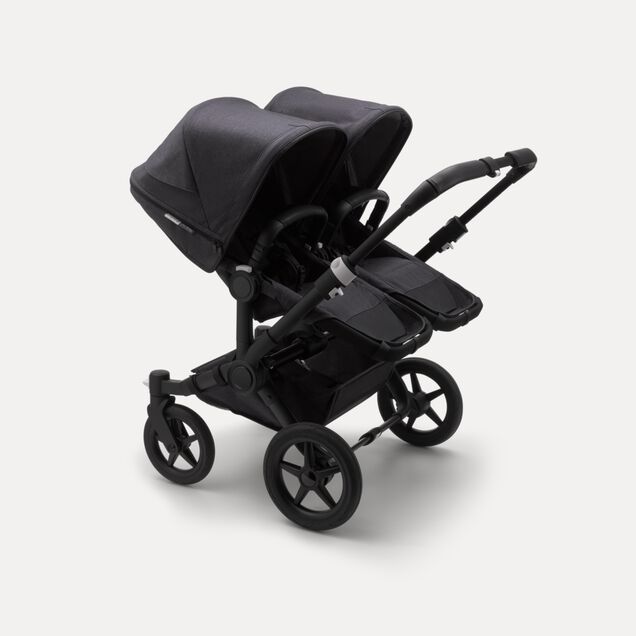 Bugaboo Donkey 3 Twin seat and bassinet stroller mineral washed black sun canopy, mineral washed black fabrics, black base - Main Image Slide 2 of 3