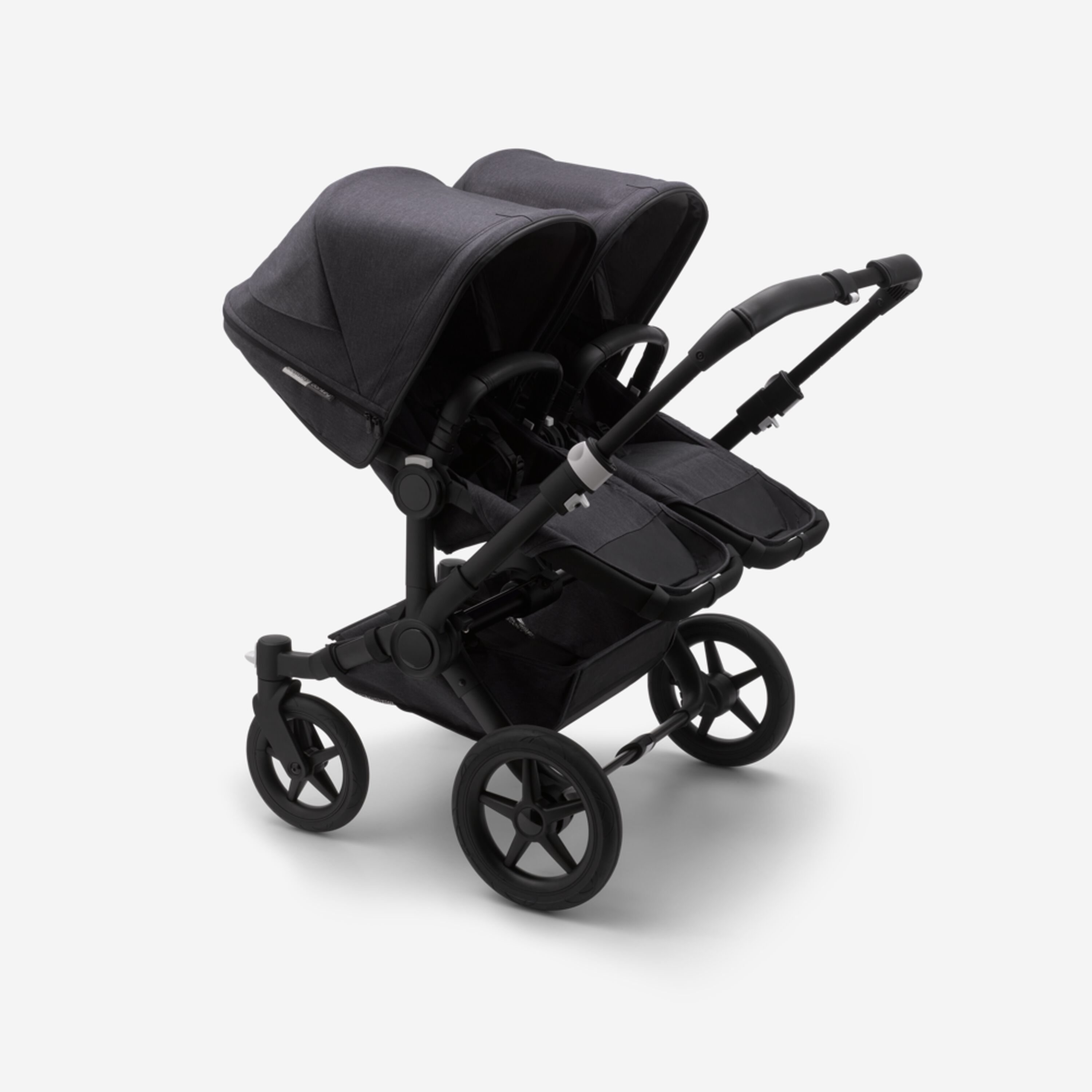 Bugaboo Donkey 3 Twin seat and bassinet stroller mineral washed black sun canopy, mineral washed black fabrics, black base - Main Modal Image Slide 2 of 3