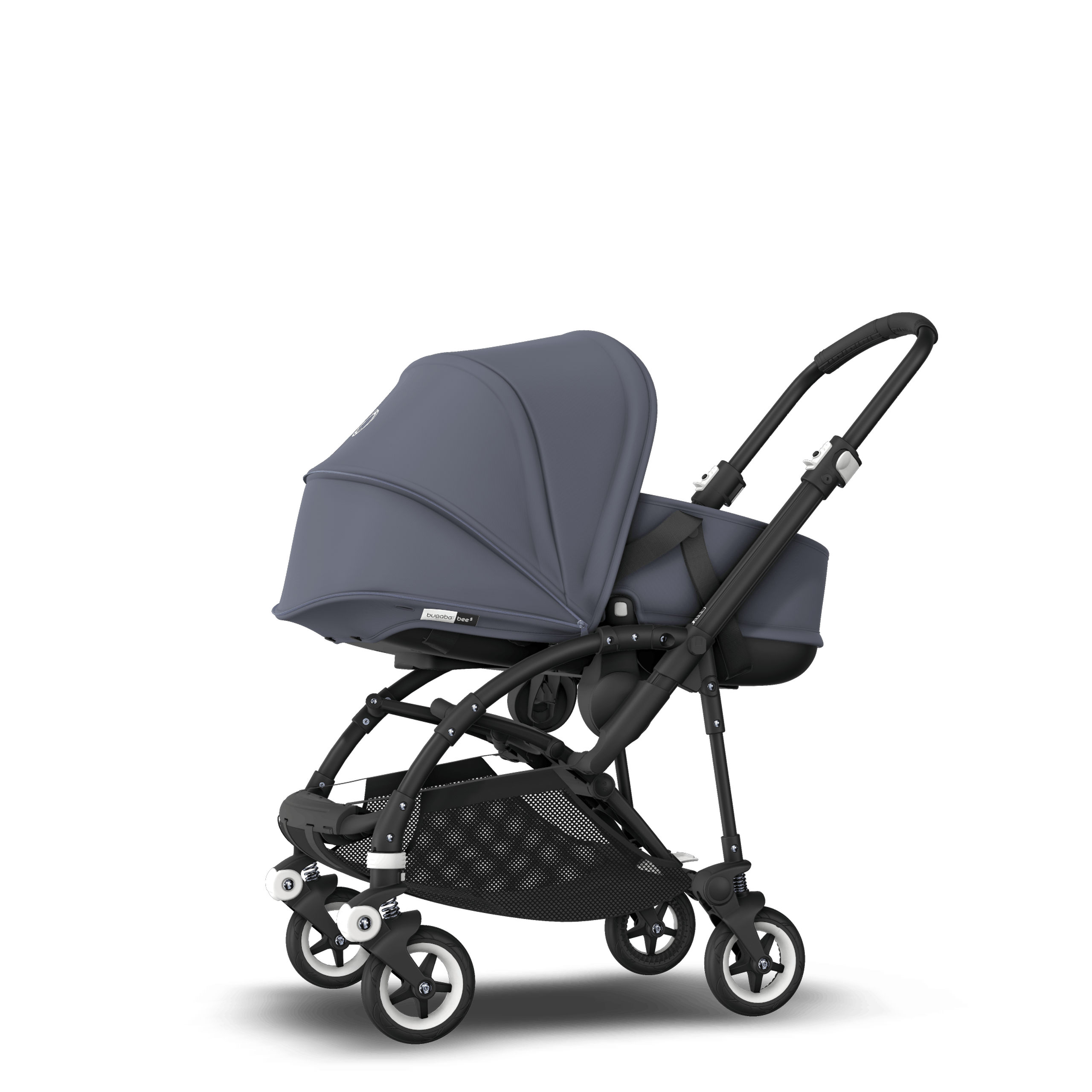 Bugaboo Bee 5 seat and bassinet stroller steel blue sun canopy, steel blue fabrics, black base - Thumbnail Slide 2 of 6