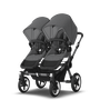 Bugaboo Donkey 5 Twin bassinet and seat stroller graphite base, grey mélange fabrics, grey mélange sun canopy - Thumbnail Slide 4 of 14