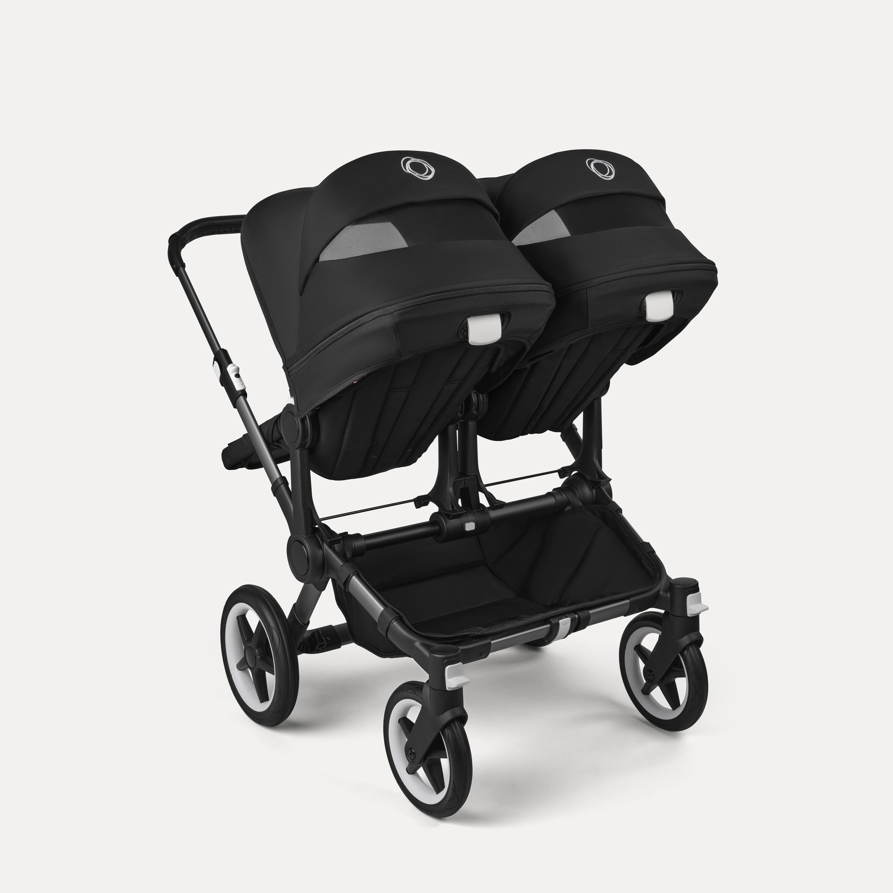 Bugaboo Donkey 5 twin stroller graphite base, midnight black fabrics, midnight black sun canopy - Main Modal Image Slide 4 of 12