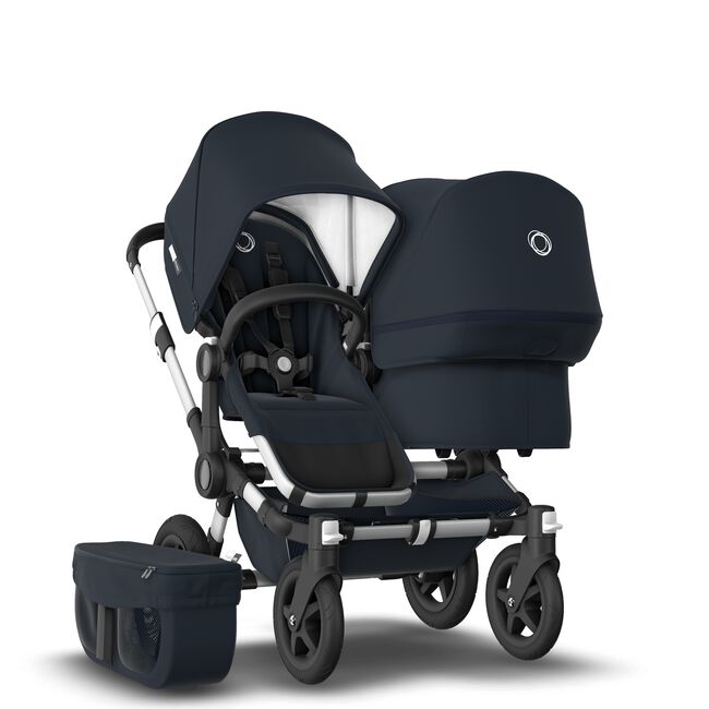Bugaboo Bee 6 seat and bassinet stroller Black sun canopy, black fabrics,  aluminum chassis
