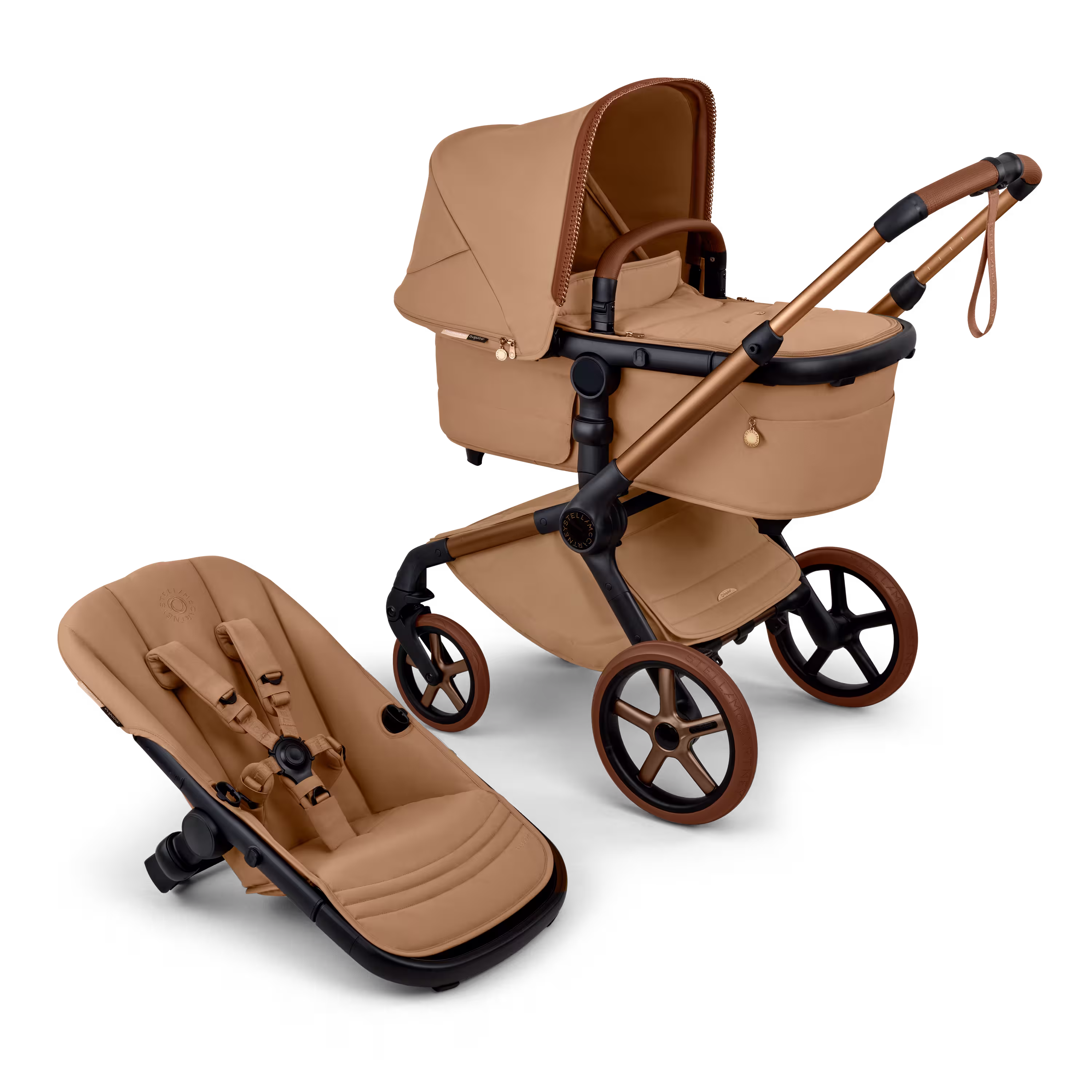 Bugaboo x Stella McCartney Fox 5 Renew 2-in-1 pushchair tobacco brown base, tobacco brown fabrics, tobacco brown sun canopy - Main Modal Image Slide 1 of 13