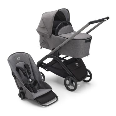 Refurbished Bugaboo Dragonfly seat/bassinet complete US GRAPHITE/GREY MELANGE-GREY MELANGE