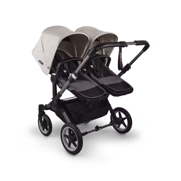 Bugaboo Donkey 5 twin stroller graphite base, grey mélange fabrics, misty white sun canopy - Main Image Slide 3 of 12