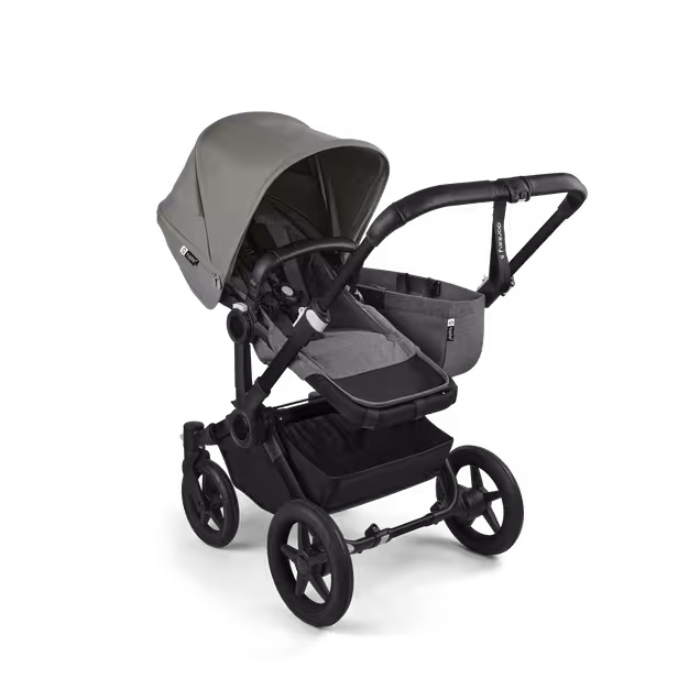 Bugaboo Donkey 5 Mono 2-in-1 stroller black base, grey mélange fabrics, forest green sun canopy - Main Image Slide 2 of 11