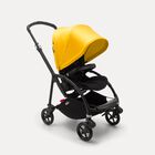 Bugaboo Bee 6 seat stroller lemon yellow sun canopy, black fabrics, black base