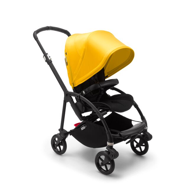 Bugaboo Bee 6 seat stroller lemon yellow sun canopy, black fabrics, black base