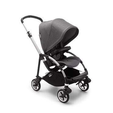 Bugaboo Bee 6 seat stroller grey melange sun canopy, grey melange fabrics, aluminium base