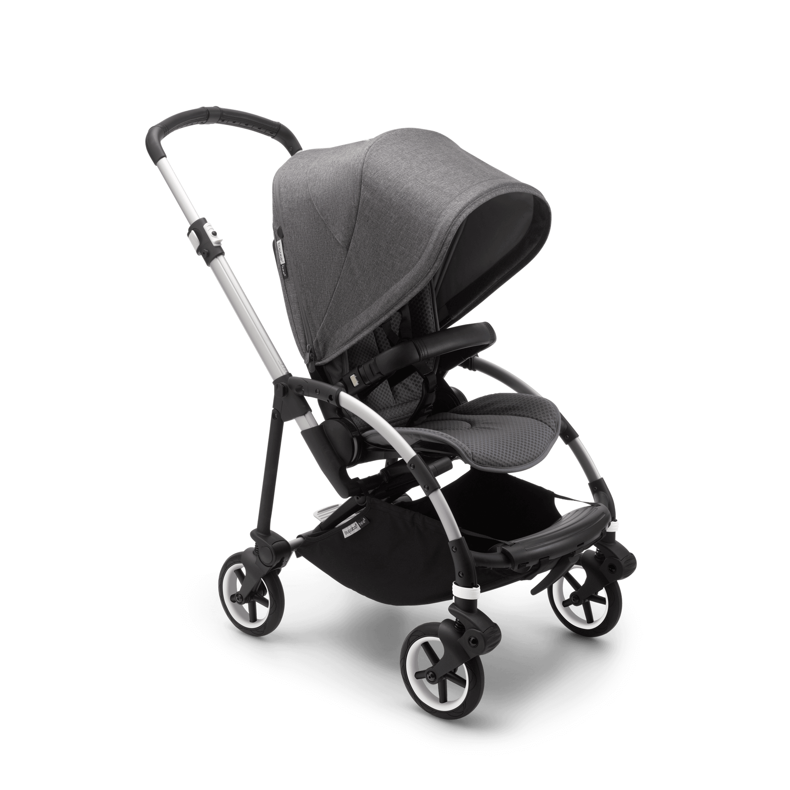 Bugaboo Bee 6 seat stroller grey melange sun canopy, grey melange fabrics, aluminium base - Thumbnail Slide 1 of 5