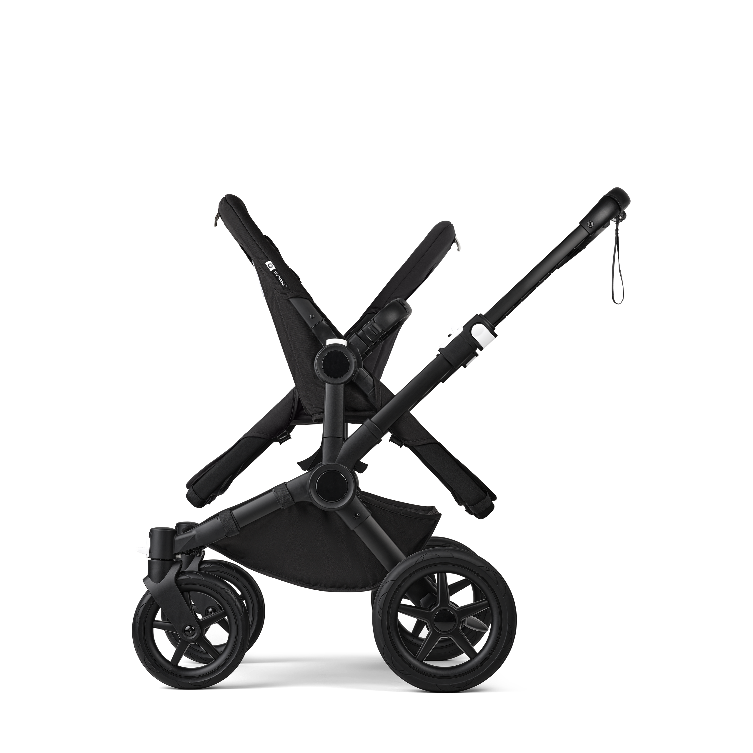 Bugaboo Donkey 5 twin stroller black base, midnight black fabrics, midnight black sun canopy - Thumbnail Slide 9 of 12