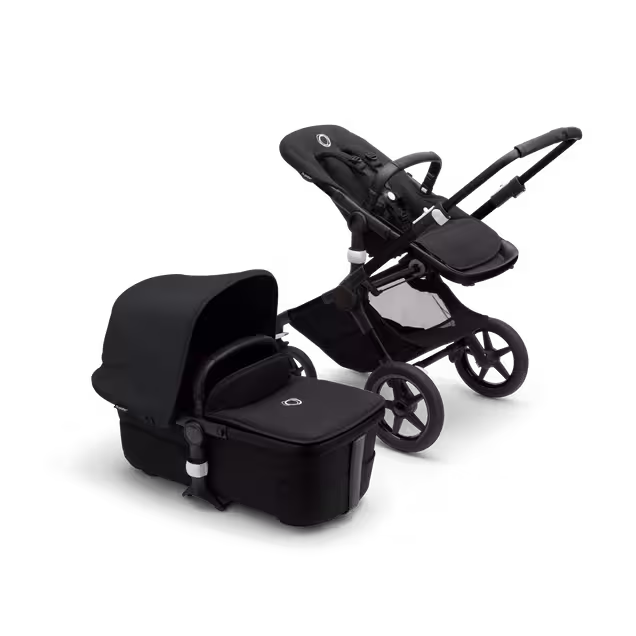 Bugaboo Fox 3 bassinet and seat stroller black base, midnight black fabrics, midnight black sun canopy - Main Image Slide 5 of 7