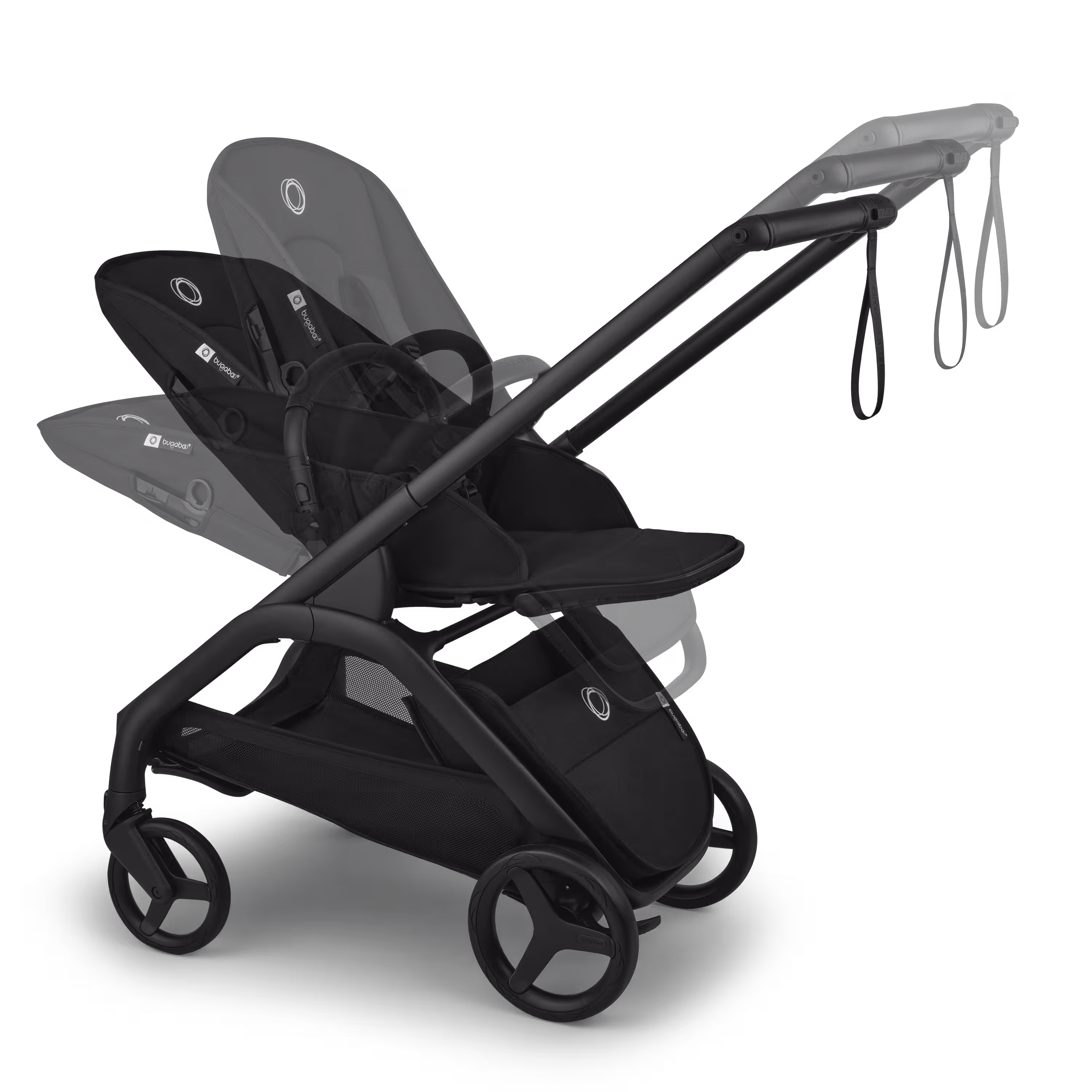 Bugaboo Dragonfly Plus seat stroller black base, desert taupe fabrics, misty white sun canopy - Main Modal Image Slide 7 of 10