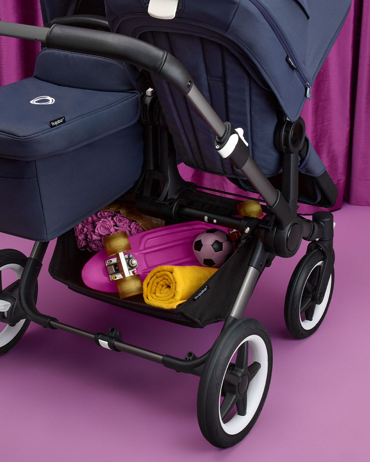 Bugaboo Donkey 5 Twin and seat stroller サンライズ・レッド・サン・キャノピー