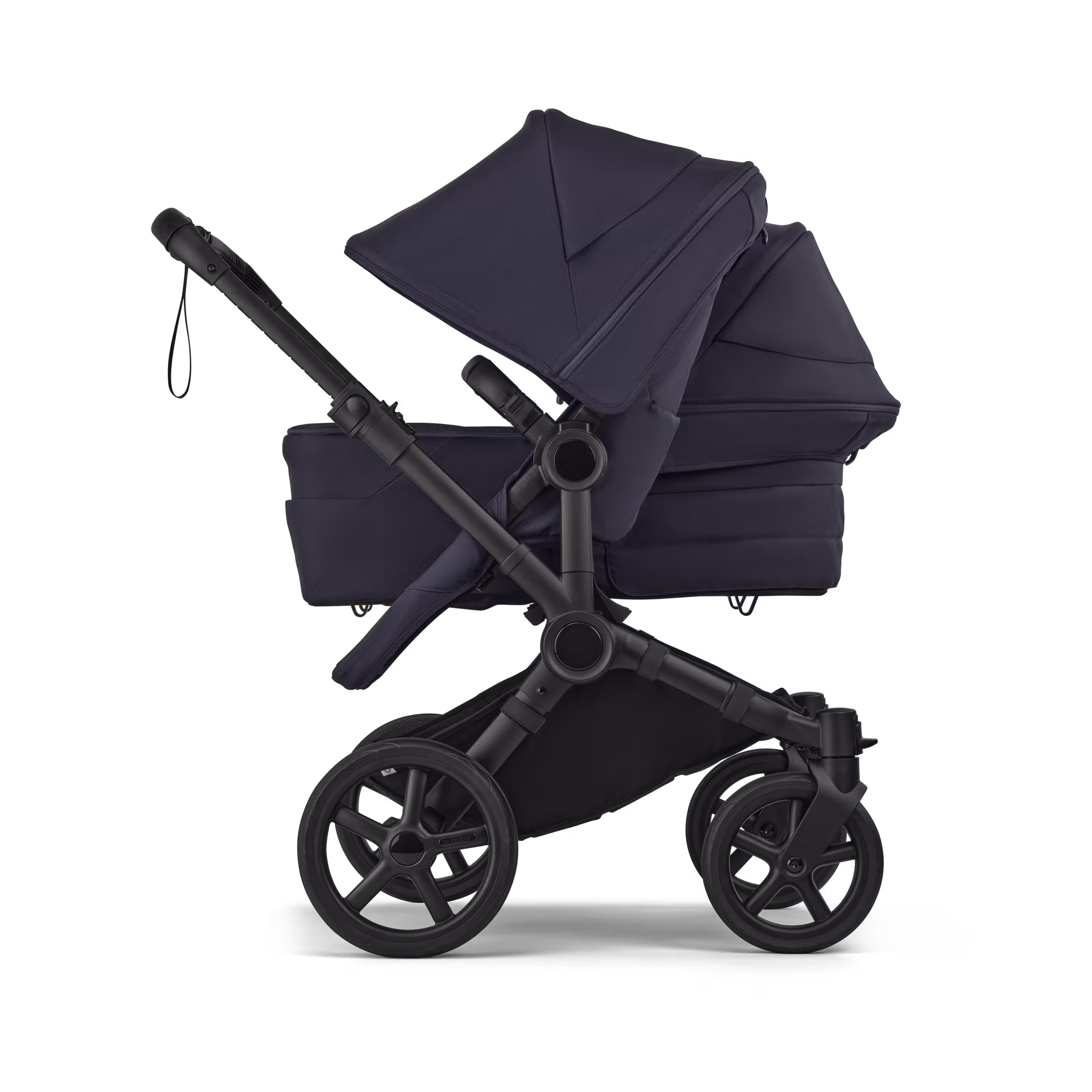 Bugaboo Donkey 6 double pram black base, deep indigo fabrics, deep indigo sun canopy  - Main Modal Image Slide 3 of 10