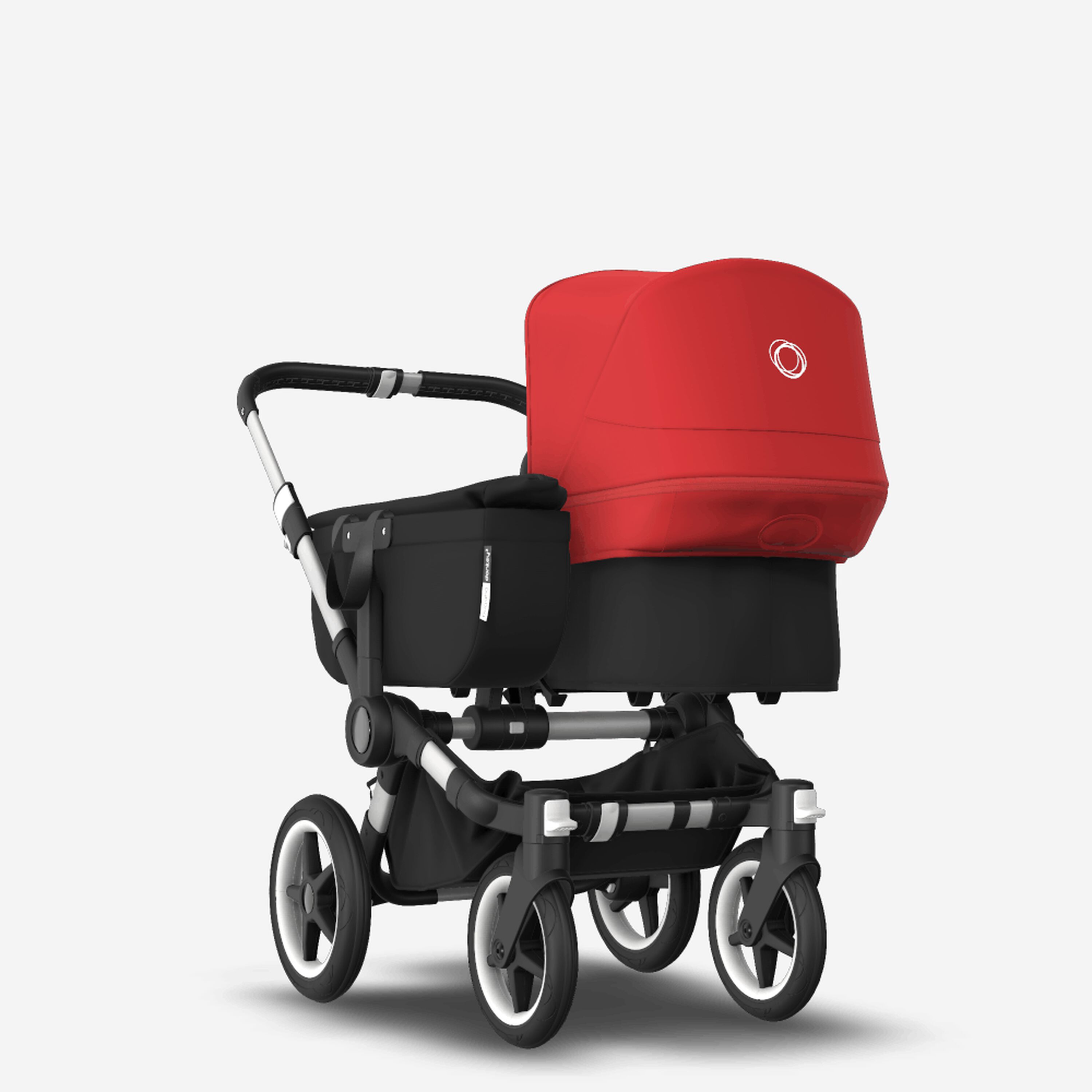 Bugaboo Donkey 3 Mono seat and bassinet stroller red sun canopy, black fabrics, aluminium base - Main Modal Image Slide 1 of 10
