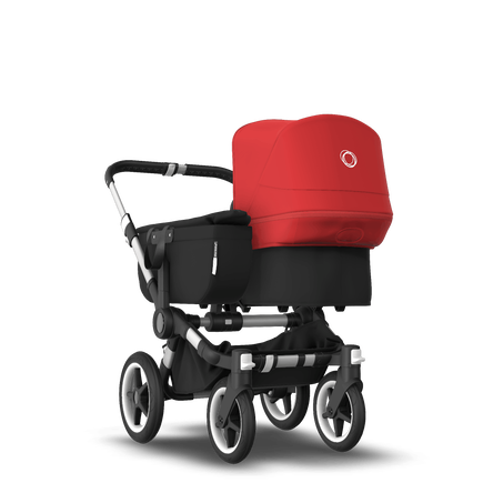 Bugaboo Donkey 3 Mono seat and bassinet stroller red sun canopy, black fabrics, aluminium base - view 1