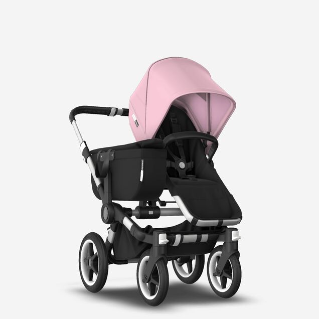 Bugaboo Donkey 3 Mono seat and bassinet stroller soft pink sun canopy, black fabrics, aluminium base - Main Image Slide 5 of 10